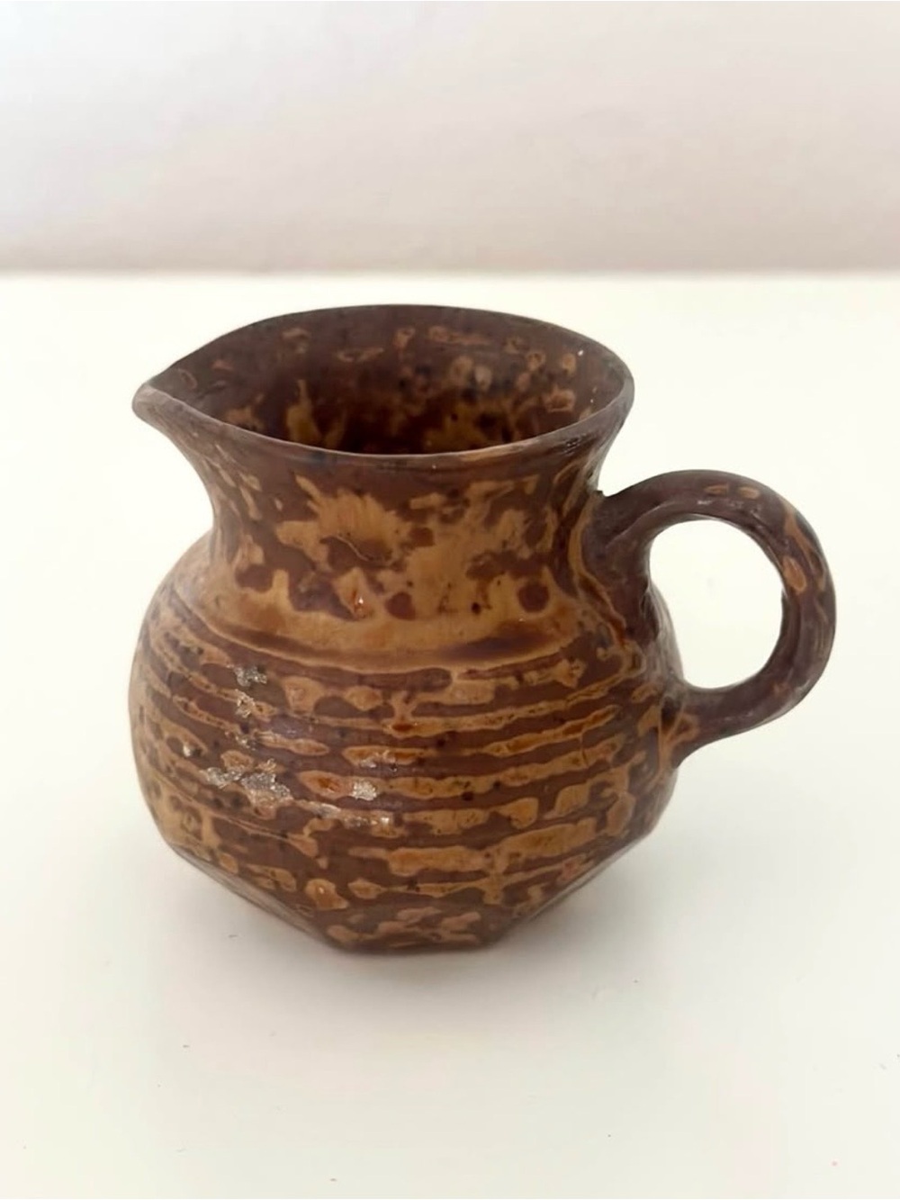 Mini Studio Pottery Stoneware Jug Pitcher Vintage Brown Glazed